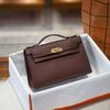 2025 Nova Bolsa Feminina de Couro Genuíno Mini Estampa de Palmeira Primeira Geração Bolsa Kelly Moda Ombro Transversal Bolsa Pequena da Moda