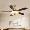 Ventilador de Teto Retrô e Antigo para Sala de Estar Caramelo Ventilador de Teto Pendente para Sala de Jantar Conversão de Frequência Quarto Escritório Lustre Ventilador de Madeira Maciça