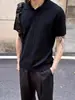 Camisa Polo de Punto de Manga Corta con Cuello de Gaviota para Hombre, Estilo Old Money, Camiseta de Hombro Normal, Manga Media Limpia Intelectual