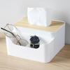 Caixa de Lenços com Múltiplos Compartimentos Criativa de Mesa com Tampa de Madeira Caixa de Papel para Sala de Estar Mesa de Centro Simples de Plástico Caixa Organizadora de Controle Remoto