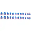 Unhas postiças quadradas curtas roxo-azulado degradê para usar, adesivos de unha simples estilo francês com glitter