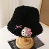 Chapéu de Pescador Feminino Outono e Inverno Novo Estilo Desenho Animado Ragdoll Moda Rosto Exposto Pequeno Chapéu de Bacia Recheado Chapéu Quente à Prova de Frio