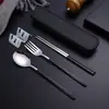 Acero Inoxidable 304 Vajilla Portátil Cuchara Tenedor Palillos Juego de Tres Piezas Alto Valor de Color Popular en Internet ins Set para Estudiantes al Aire Libre