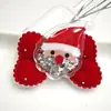 Pinza para el pelo con lazo de terciopelo rojo navideño, set de tocado con campana y borla de dibujos animados lindos de Papá Noel para niños