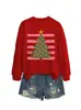 Amazon eBay sitio independiente moda versátil casual elegante mujer árbol de Navidad de puntos rosas estrella sudadera