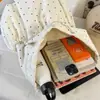 Mochila Saco com Tampa Flip-Top de Bolinhas para Mulheres, Estilo Universitário, Bolsa para Faculdade e Trabalho, Mochila Pequena Casual de Viagem de Nicho