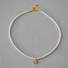 Colar Curto com Pingente de Flor de Zircônia Irregular, Pérola Sintética, Design Elegante Francês de Nicho, Simples e Delicado