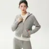 Conjunto de Dos Piezas de Punto de Cachemir con Sudadera con Capucha y Cremallera + Pantalones, Estilo Perezoso, Nuevo Otoño 2026