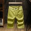 Pantalones cortos casuales elásticos finos de verano para hombre, pantalones grandes, cómodos y sencillos de algodón, pantalones estampados a la moda.