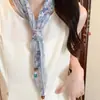 Pañuelo de Seda Floral Estilo Pastoral con Cinturón para Mujer, Pañuelo Triangular Delgado para Decorar Faldas, Accesorio para la Cintura, Corbata de Cuello, Pañuelo para la Cabeza