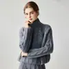 Suéter de punto de cachemira para mujer con cuello semialto, tejido de ochos, holgado y grueso, adecuado para otoño e invierno