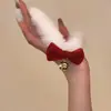 Outono e Inverno Novo Bola de Neve Branca Laço Gargantilha de Pelúcia Colar de Pérolas Corrente de Suéter Doce Feminina Natal