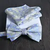 Lenço Quadrado Gravata Borboleta Conjunto de 2 Peças Grande Jacquard Formal Negócios Noivo Casamento Festivo Moda Tendência Novo Vinho Tinto