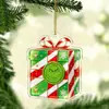 Enfeites de árvore de Natal, sinos pintados em acrílico, bengalas doces, meias, decorações de homem de gengibre, decorações de feriado transfronteiriças