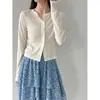 Cárdigan de Punto Versátil de Canalé Estilo Coreano Luxi para Mujer, Nueva Camisa Base Ajustada Verano 2026 21021