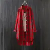 Camisa Xadrez de Algodão e Linho do Sudeste Asiático Transfronteiriça, Roupa com Proteção Solar, Jaqueta Solta Fina, Camisa de Manga Longa Tamanho Grande, Estilo de Comprimento Médio