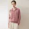 Herbalife 75% Cachemira 25% Seda de Morera 2026 Nuevo Llegado de Otoño Suéter Cardigan de Punto de Cuello Alto para Mujer