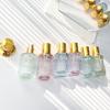 Frasco de perfume colorido frasco spray de pressão frasco de vidro vazio frasco de amostra pequeno 30 ml frasco dividido portátil cilíndrico tampa dourada