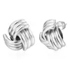 Pendientes de botón de moda transfronteriza de oro de 18 quilates s925, pendientes de tubo de cobre en forma de cruz, pendientes de moda para mujer, estilo frío, pendientes de comercio exterior en stock