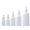 Caja de Stock Listo para Venta Transfronteriza Botellas Cuentagotas de Vidrio de Porcelana Blanca de 10-100ml Botellas para Aceites Esenciales Botellas para Sérum Botellas Originales para Dispensar Líquido