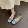 Zapatos de ballet de gamuza con realce interior de estilo francés Zapatos de mujer 2025 Nuevo Primavera y Otoño Lazo Rojo Zapatos de noche