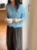 Cardigan de Tricô Liso com Gola Redonda e Mangas Longas Estilo Coreano Novo Outono 2026 para Mulheres, Versátil para o Trabalho e Uso Casual