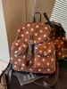 Mochila de Estilo Coreano Ins Retro de Lunares para Mujer Diseño de Nicho Bolsa con Cordón Estilo Funda Mochila Escolar para Estudiante Universitario Mochila de Viaje