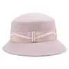 Rongmei 2026 Nuevo Sombrero Clásico Hepburn Transfronterizo con Ala Curva, Sombrero de Mezcla de Seda y Lana, Elegante Sombrero de Estilo Francés