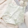 Ropa interior de encaje de cintura alta para mujer, proteína de seda 7A, antibacteriana, de talla grande, para vientre y cadera, transpirable, sin costuras, al por mayor