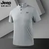 2026 Nuevo Estilo de Verano Camisa Polo de Seda Helada para Hombre con Cuello, Holgada, Transpirable, de Secado Rápido, Top de Manga Media