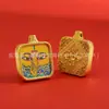 Colgante Pequeño Thangka de Acero de Titanio, Ocho Santos Patronos del Buda, Colgante de Collar Semi Pintado a Mano para Vidas Pasadas y Presentes, Electrochapado en Oro de 18K