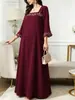 Comercio electrónico transfronterizo, tallas grandes europeas y americanas, nueva colección otoño 2026, vestido largo holgado de retazos bordados con cuello cuadrado, elegante y estiloso