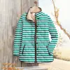 Sudadera de Algodón con Pliegues y Cuello Alto para Mujer 2025 Otoño e Invierno Rayada Sudadera para Mujer de 6 Botones