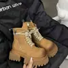 Botas Martin Súper Populares para Mujer 2026 Otoño e Invierno Nueva Moda Elegantes Retro con Plataforma Tacón Grueso Antideslizantes Botas Martin para Uso en Exteriores