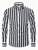 Camisa de Manga Larga Rayada Nueva y de Moda para Hombre de Amazon Transfronteriza Camisa Casual Transpirable de Manga Larga con Estampado 3D