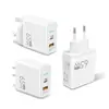 Cargador de cabeza de nitruro de galio de 65W Carga rápida europea, americana y británica QC3.0 para adaptador de corriente plano de portátil GaN