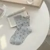 Nuevos Calcetines Finos de Algodón Peinado para Mujer de Media Pantorrilla Malla Japonesa Volante Lazo Calcetines Largos Holgados