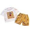 Traje de verano para bebé niños transpirable fino niño lindo ropa casual estampado completo gatito manga corta pantalones cortos conjunto de dos piezas