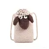 Nova Bolsa de Lã Tricotada de Ovelhinha Fofa Outono/Inverno Infantil, Bolsa Transversal de Crochê Feita à Mão Elegante para Meninas
