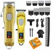 Conjunto de Aparador de Pelos Multifuncional Elétrico, Aparador de Cabelo Masculino, Lâmina em T, Aparador de Cabelo Sem Fio com Display LED