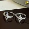 Anillo Abierto de Estrella de Circonita Estilo Coreano, Anillo Minimalista de Moda para el Dedo Índice con Diseño Único, Joyería de Nicho para Mujeres
