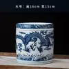 Jingdezhen azul y blanco porcelana portalápices oficina enseñanza estudio suministros papelería oficina grande cerámica portalápices
