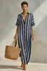 2026 Sitio Web Independiente Transfronterizo Moda Nueva Europea y Americana Vestido Camisa Rayado Casual Holgado Estilo Vacaciones Largo