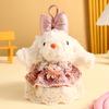Llavero con colgante de coche de conejo de peluche dulce de dibujos animados, creativo, suave y lindo, para pareja, llavero escolar, venta al por mayor
