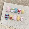 [Tiro real puramente feito à mão] unhas postiças estilo tailandês terroso menina fofa arte de unhas de jardim de infância unha pura usada à mão