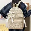 Mochila Estilo Japonés Ins para Escuela Secundaria Preparatoria Chicas Estudiante Universitaria Mochila con Lazo de Cinta Mochila de Pana Mochila Escolar