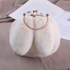 Bolso de peluche para mujer, bandolera portátil de princesa, bolso de peluche de piel sintética, nuevo estilo, bolso con cadena y orejas de conejo a juego.