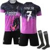 Uniforme de Treino de Futebol 2526 Real Madrid Edição Especial Padrão Dragão Uniforme de Futebol Preto Roxo Não. Camisa 9 Mbappe 5 Bellingar