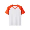 Camiseta Raglan Infantil Manga Curta 180g Penteada 65% Algodão Uniforme de Classe Uniforme de Time Pai-Filho Estampa Personalizada Logo