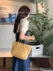 Cesta de Vegetais Tecida à Mão Estilo Coreano Vazada de Rattan Sintético Impermeável para Piquenique, Férias na Praia, Cesta de Banho, Bolsa